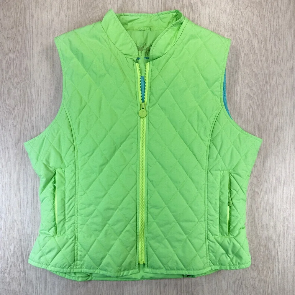Outback Trading Co Ladies Bright Cheval‎ Vest Lime Green Quilted Zip Up Large